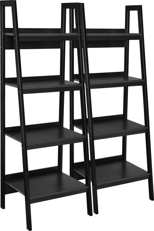 Ameriwood Home Lawrence Tall 2-piece 4-Shelf Ladder Bookcase - Black|Grande bibliothèque de style échelle Lawrence d'Ameriwood Home 2 pièces à 4 tablettes - noire