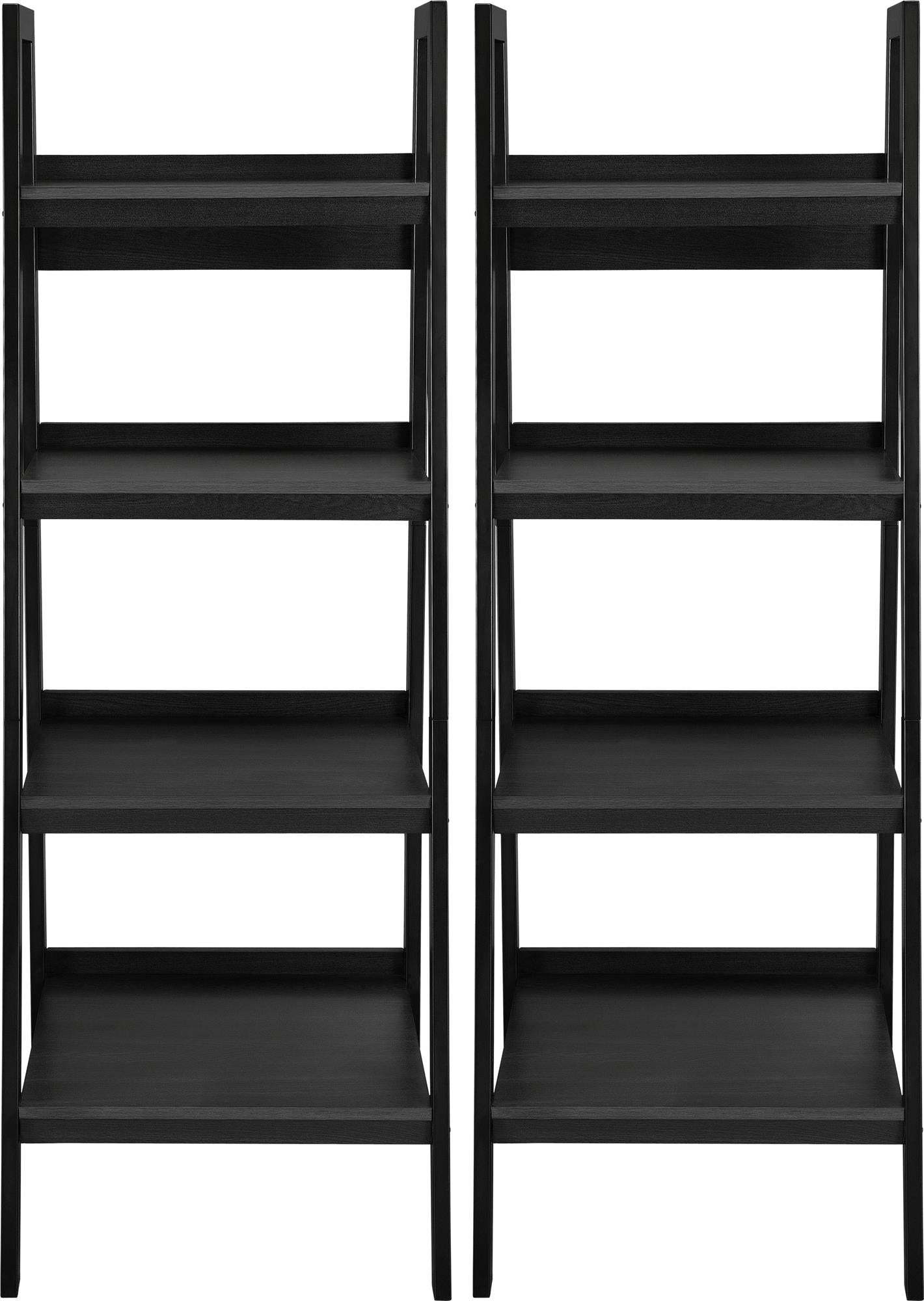 Ameriwood Home Lawrence Tall 2-piece 4-Shelf Ladder Bookcase - Black|Grande bibliothèque de style échelle Lawrence d'Ameriwood Home 2 pièces à 4 tablettes - noire