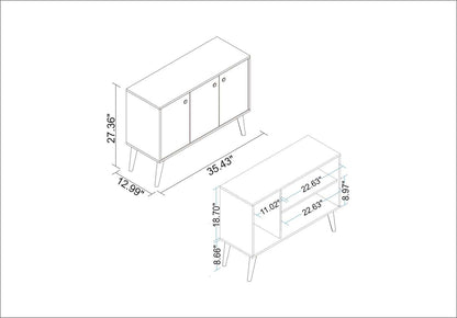 Buffet Bromma de Manhattan Comfort de 35,43 po avec 3 tablettes et 3 portes - blanc