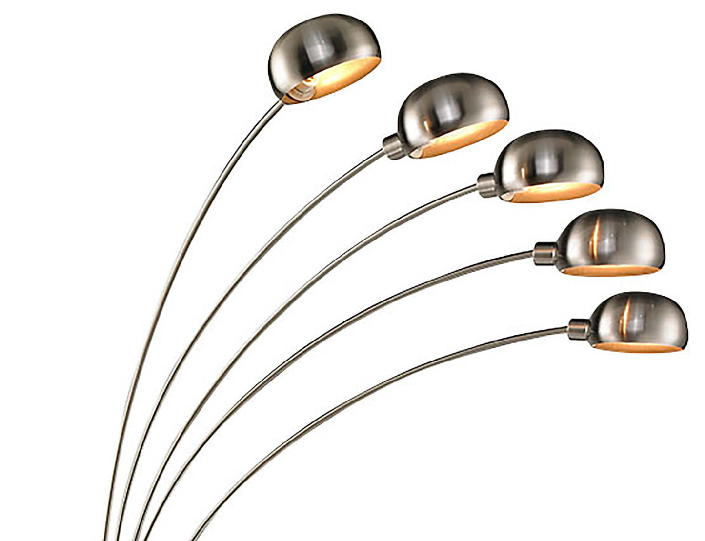 88 Modern Brushed Steel 5-Light Peacock Lampadaire|Lampe à pied arquée moderne de style paon de 88 po acier brossé à 5 ampoules