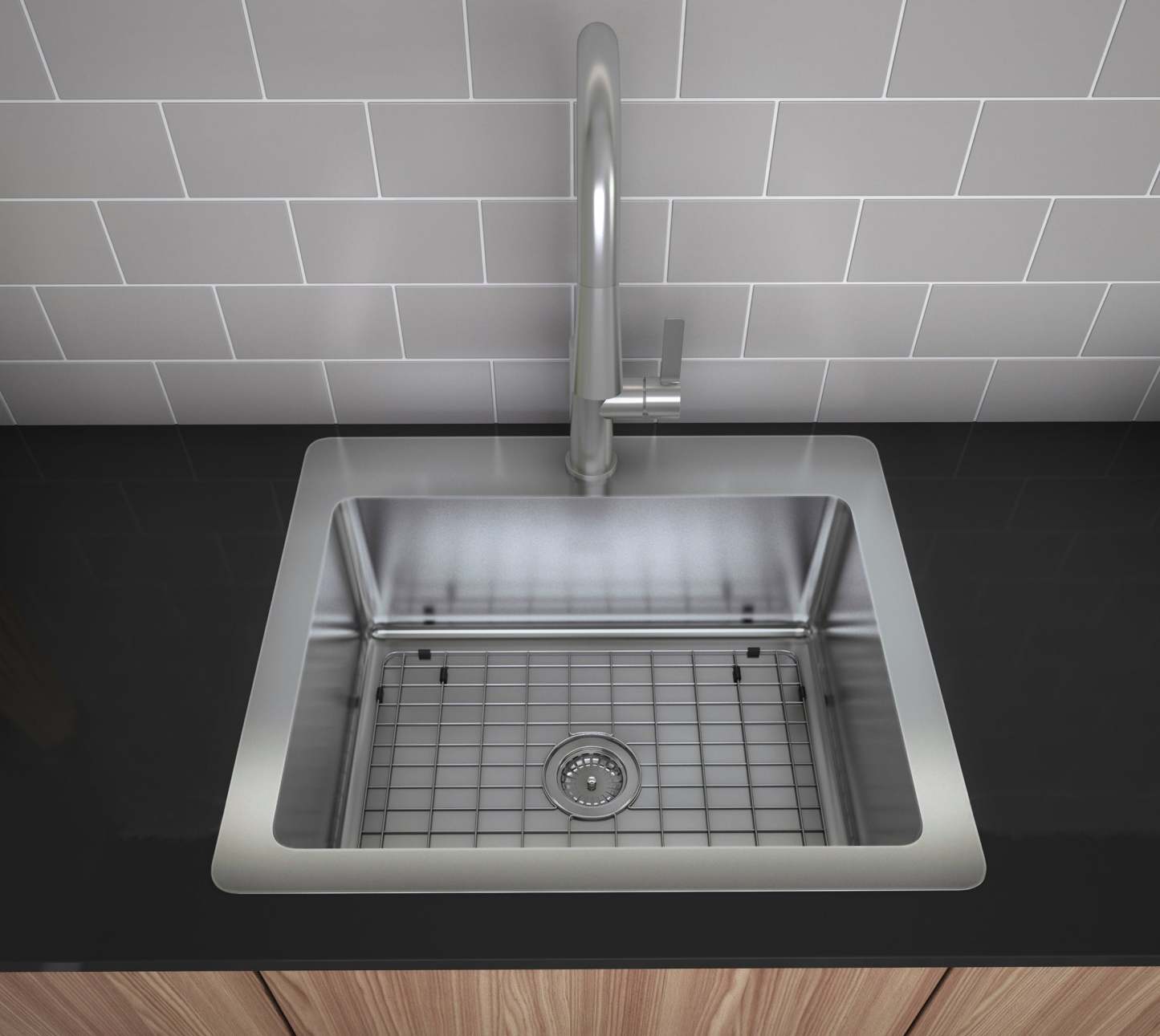 Ancona Valencia Series 25 Compact Dual Mount Kitchen Sink - AN-3340|Évier de cuisine compact sous plan ou en surface Ancona de série Valencia de 25 po - AN-3340|D77GI08B