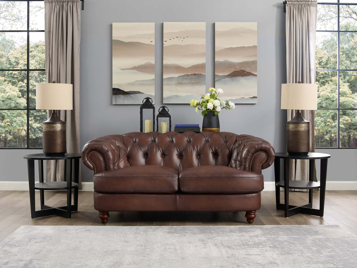 Causeuse Brixton de Hydeline en cuir - marron