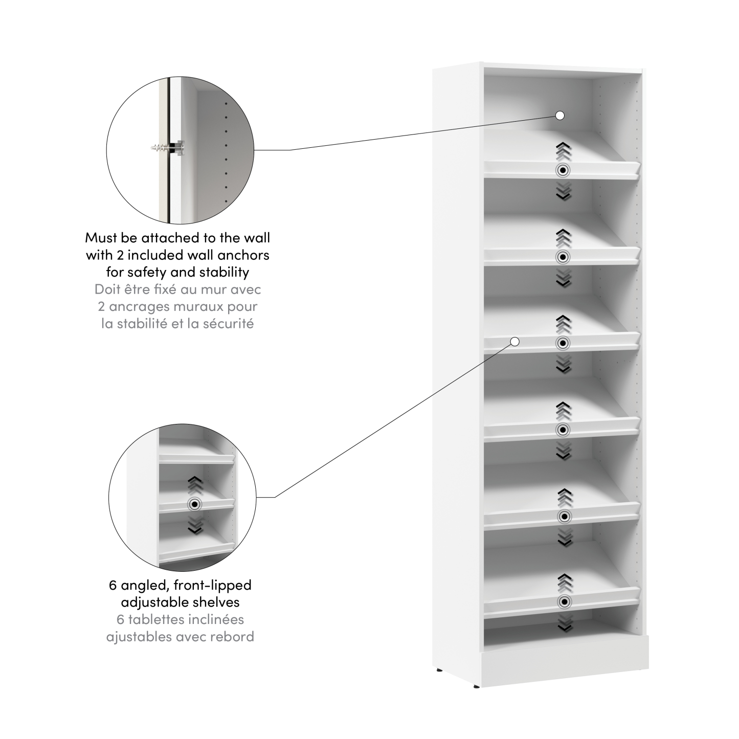 Bestar Florence 25 Modular Shoe Shelf Closet System - White|Système de garde-robe modulaire Florence de Bestar de 25 po avec tablette pour chaussures - blanc