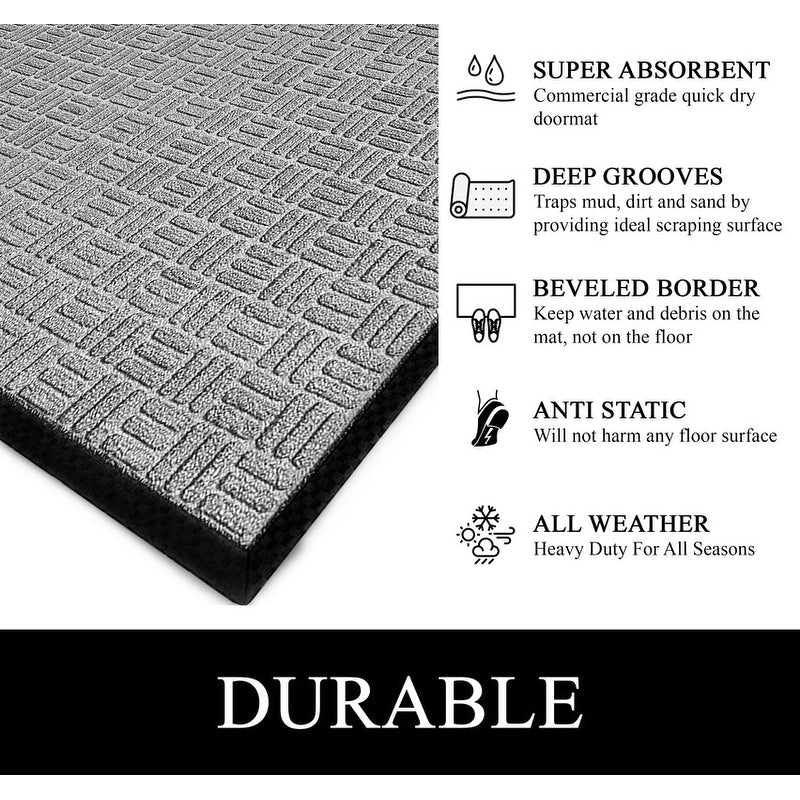 Tapis de porte A1HC neuf, durable et polyvalent, en caoutchouc polypropylène, pour usage intérieur et extérieur, toutes saisons.
