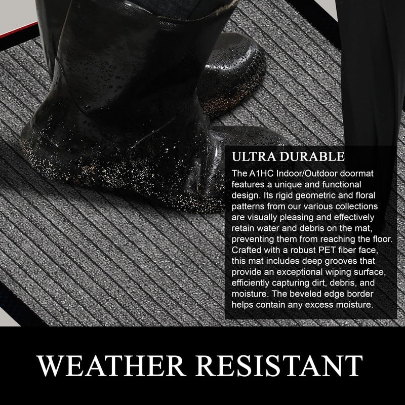 Tapis de porte A1HC neuf, durable et polyvalent, en caoutchouc polypropylène, pour usage intérieur et extérieur, toutes saisons.