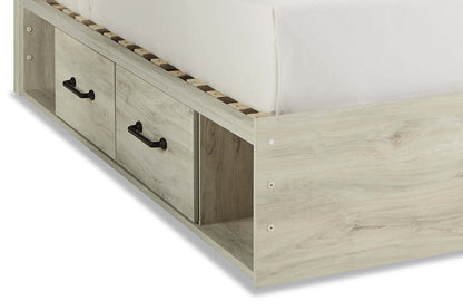 Ensemble de chambre à coucher Abby 5 pièces avec lit de rangement latéral, commode, miroir, éclairage LED, USB, blanc - Taille King