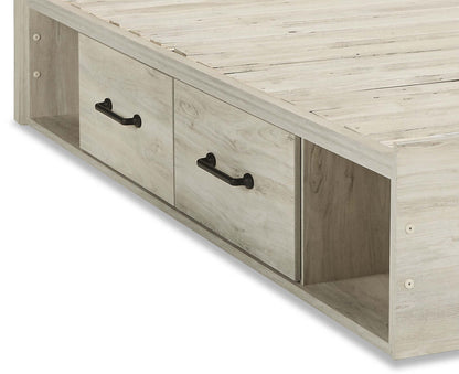 Ensemble de chambre à coucher Abby 5 pièces avec lit de rangement latéral, commode, miroir, éclairage LED, USB, blanc - Taille Queen