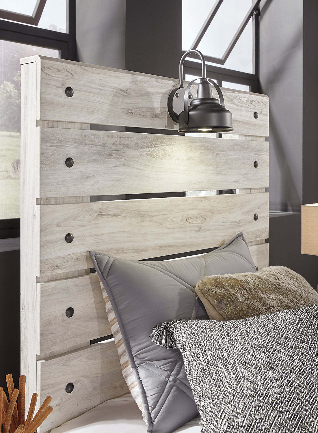 Tête de lit à panneau Abby avec lumière LED et ports USB pour enfants, blanc - taille simple | Tête de lit à panneau Abby avec éclairage à DEL et ports USB, blanche - format allumé simple