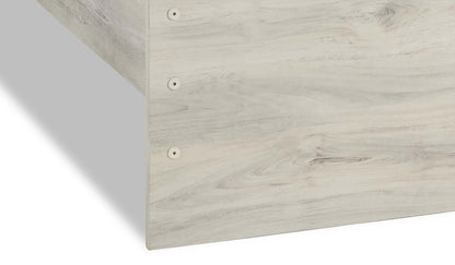 Ensemble de chambre à coucher Abby 6 pièces avec lit à panneau, commode, miroir, table de nuit, LED, USB, blanc - Taille King