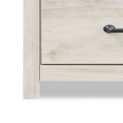 Ensemble de chambre à coucher Abby 5 pièces avec lit de rangement latéral, commode, miroir, éclairage LED, USB, blanc - Taille King