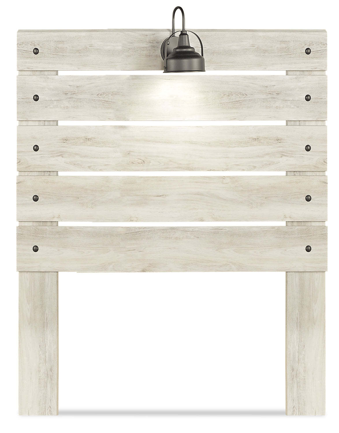 Tête de lit à panneau Abby avec lumière LED et ports USB, blanc - Pleine grandeur | Tête de lit à panneau Abby avec éclairage à DEL et ports USB, blanche - format allumé double