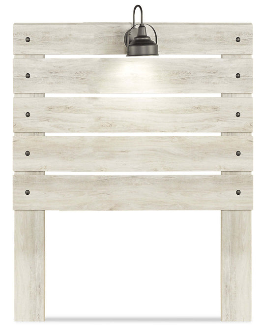 Tête de lit à panneau Abby avec lumière LED et ports USB, blanc - Pleine grandeur | Tête de lit à panneau Abby avec éclairage à DEL et ports USB, blanche - format allumé double