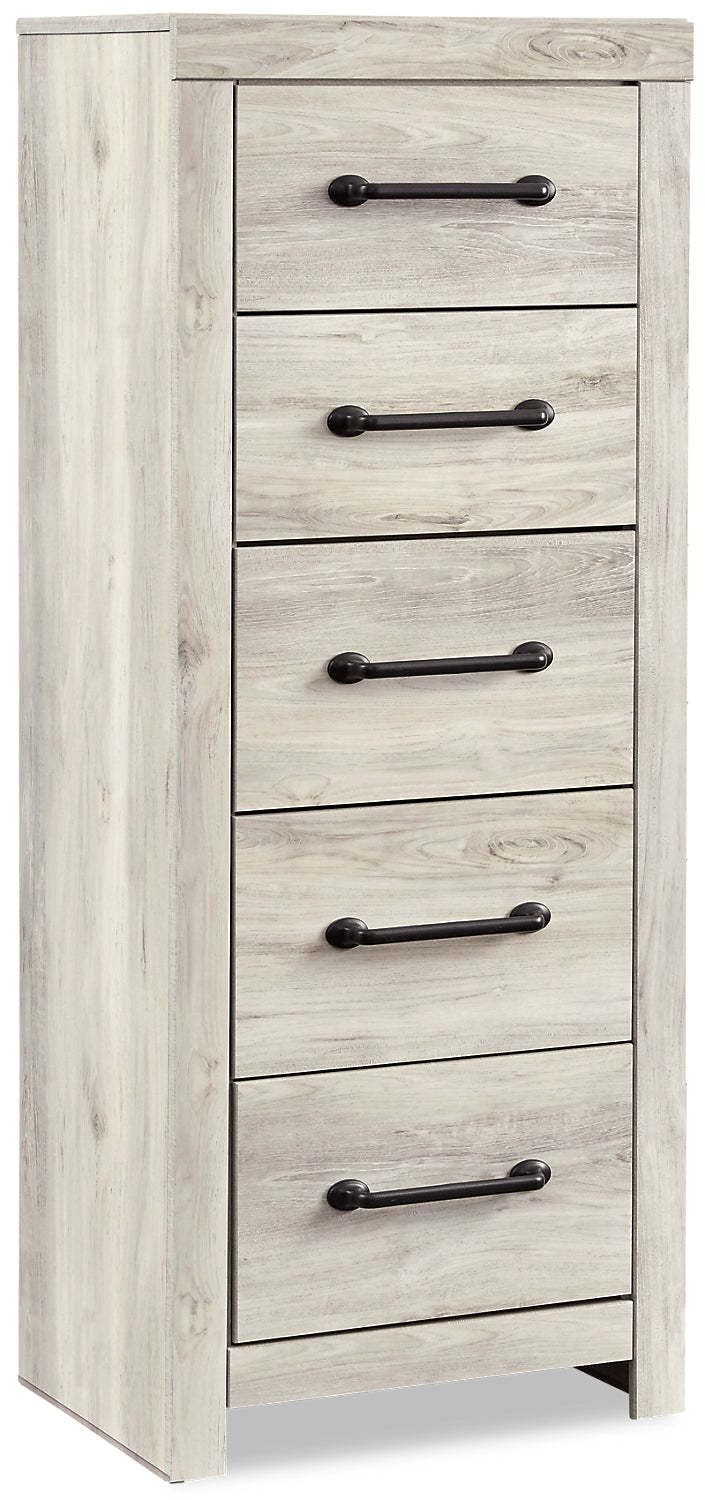 Commode étroite Abby pour chambre à coucher, 5 tiroirs, 21,7 L x 53,9 H - Blanc | Commode verticale étroite Abby de 21,7 po (L) x 53,9 po (H) à 5 tiroirs pour la chambre à coucher - blanche