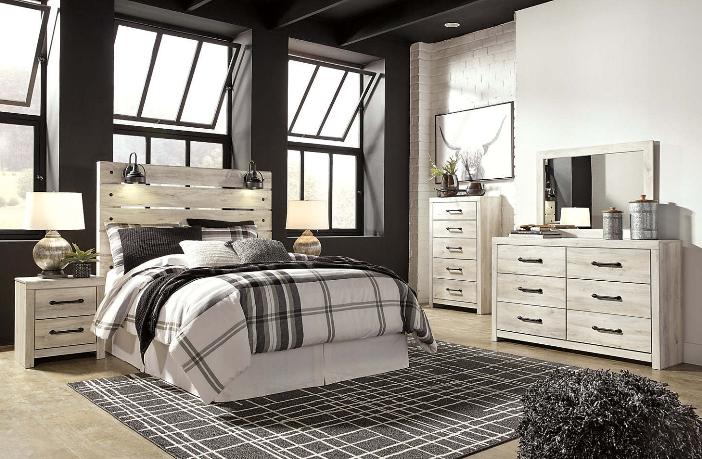 Tête de lit à panneau Abby avec lumière LED et ports USB, blanc - Queen Size | Tête de lit à panneau Abby avec éclairage à DEL et ports USB, blanche - format grand lit