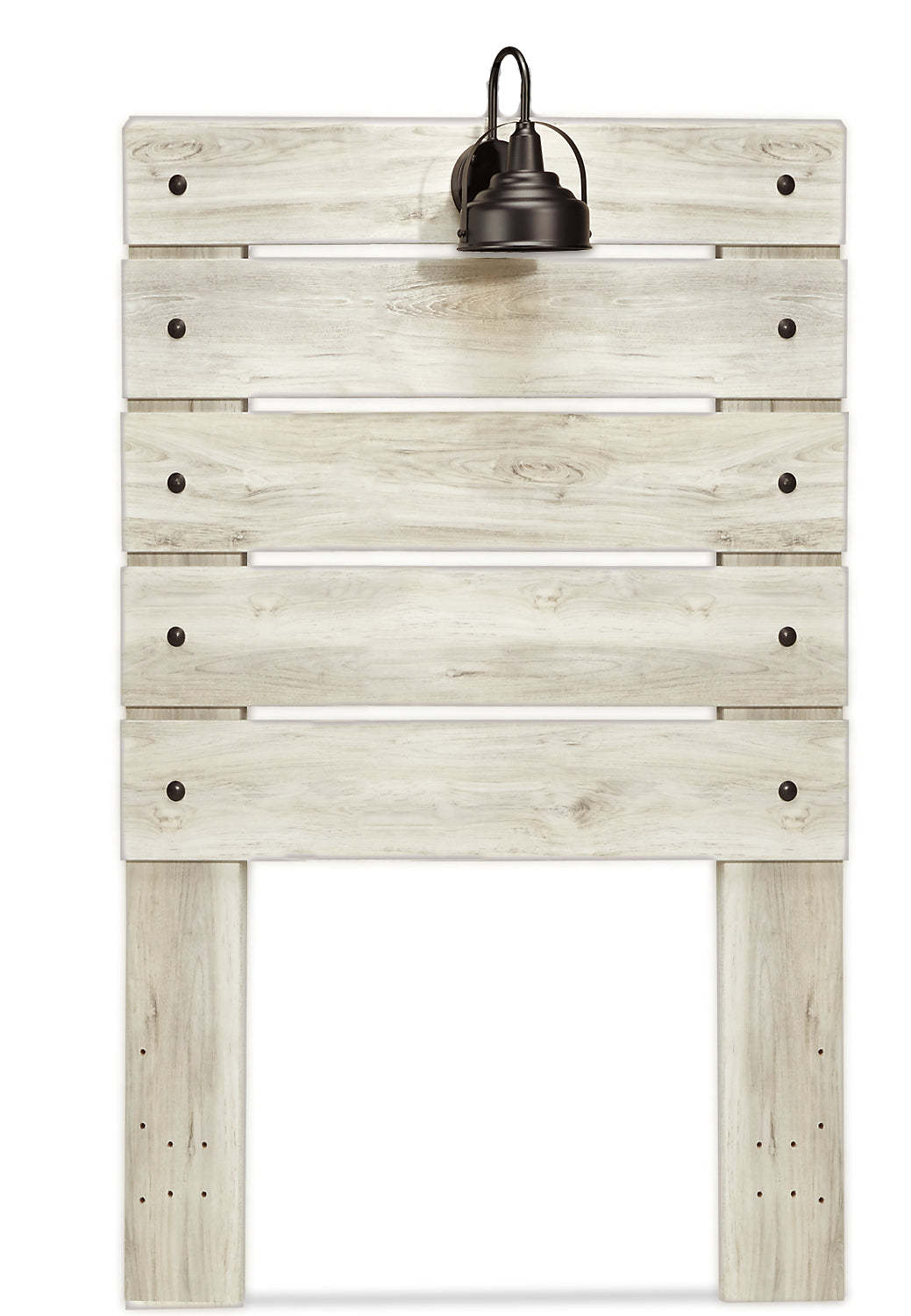 Tête de lit à panneau Abby avec lumière LED et ports USB pour enfants, blanc - taille simple | Tête de lit à panneau Abby avec éclairage à DEL et ports USB, blanche - format allumé simple