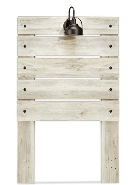 Tête de lit à panneau Abby avec lumière LED et ports USB pour enfants, blanc - taille simple | Tête de lit à panneau Abby avec éclairage à DEL et ports USB, blanche - format allumé simple