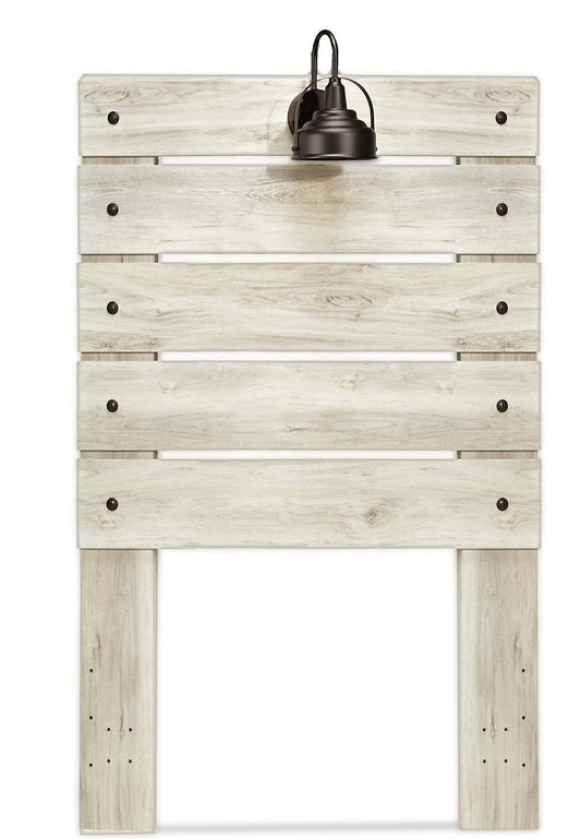 Tête de lit à panneau Abby avec lumière LED et ports USB pour enfants, blanc - taille simple | Tête de lit à panneau Abby avec éclairage à DEL et ports USB, blanche - format allumé simple