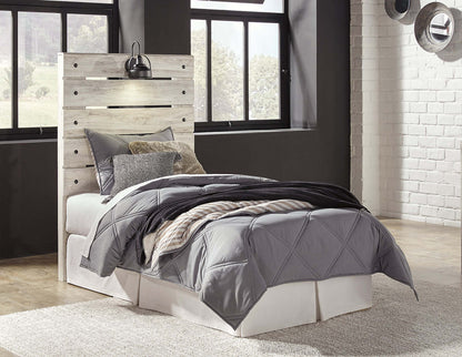 Tête de lit à panneau Abby avec lumière LED et ports USB pour enfants, blanc - taille simple | Tête de lit à panneau Abby avec éclairage à DEL et ports USB, blanche - format allumé simple