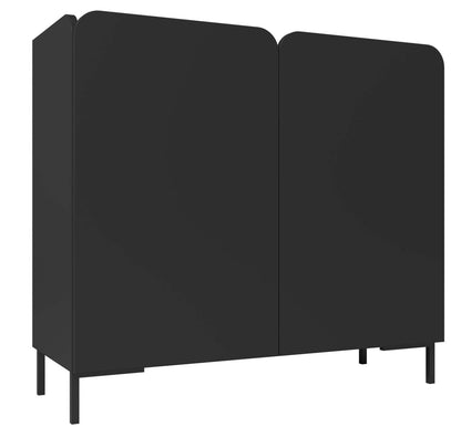 Manhattan Comfort Mid-Century Modern Bogardus 4-Shelf Accent Cabinet - Black|Armoire décorative Bogardus de Manhattan Comfort de style moderne du milieu du 20e siècle avec 4 tablettes - noire