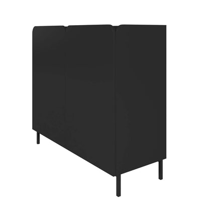 Manhattan Comfort Mid-Century Modern Bogardus 4-Shelf Accent Cabinet - Black|Armoire décorative Bogardus de Manhattan Comfort de style moderne du milieu du 20e siècle avec 4 tablettes - noire
