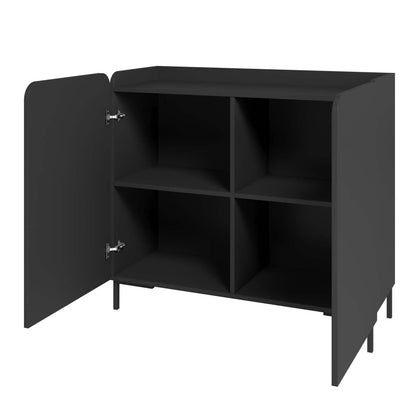 Manhattan Comfort Mid-Century Modern Bogardus 4-Shelf Accent Cabinet - Black|Armoire décorative Bogardus de Manhattan Comfort de style moderne du milieu du 20e siècle avec 4 tablettes - noire