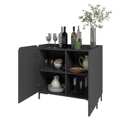 Manhattan Comfort Mid-Century Modern Bogardus 4-Shelf Accent Cabinet - Black|Armoire décorative Bogardus de Manhattan Comfort de style moderne du milieu du 20e siècle avec 4 tablettes - noire