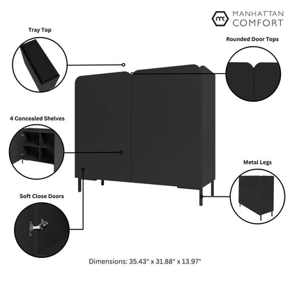 Manhattan Comfort Mid-Century Modern Bogardus 4-Shelf Accent Cabinet - Black|Armoire décorative Bogardus de Manhattan Comfort de style moderne du milieu du 20e siècle avec 4 tablettes - noire