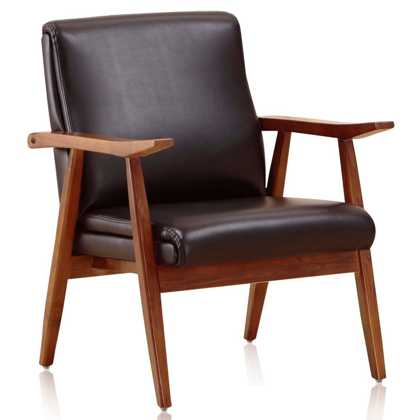 Manhattan Comfort Archiduke Faux Leather Accent Chair - Black &amp; Amber|Chaise d'appoint Archiduke de Manhattan Comfort en similicuir - noire et ambre