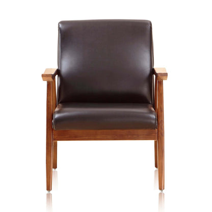 Manhattan Comfort Archiduke Faux Leather Accent Chair - Black &amp; Amber|Chaise d'appoint Archiduke de Manhattan Comfort en similicuir - noire et ambre