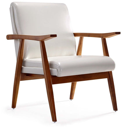 Manhattan Comfort Archiduke Faux Leather Accent Chair - White &amp; Amber|Chaise d'appoint Archiduke de Manhattan Comfort en similicuir - blanche et ambre