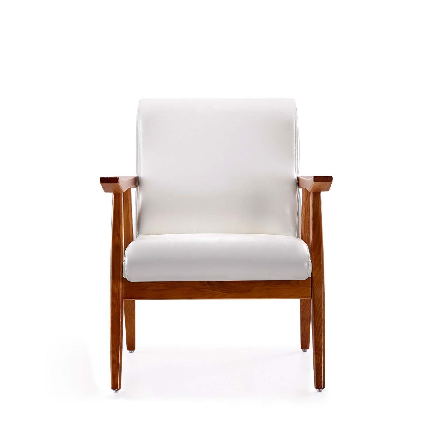 Manhattan Comfort Archiduke Faux Leather Accent Chair - White &amp; Amber|Chaise d'appoint Archiduke de Manhattan Comfort en similicuir - blanche et ambre