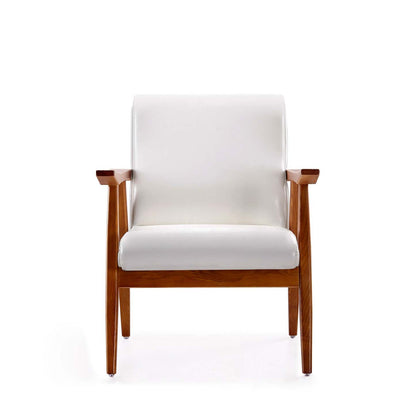 Manhattan Comfort Archiduke Faux Leather Accent Chair - White &amp; Amber|Chaise d'appoint Archiduke de Manhattan Comfort en similicuir - blanche et ambre