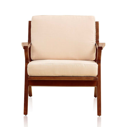 Manhattan Comfort Martelle Twill Weave Accent Chair - Cream &amp; Amber|Fauteuil d'appoint tissé sergé Martelle de Manhattan Comfort - crème et ambre
