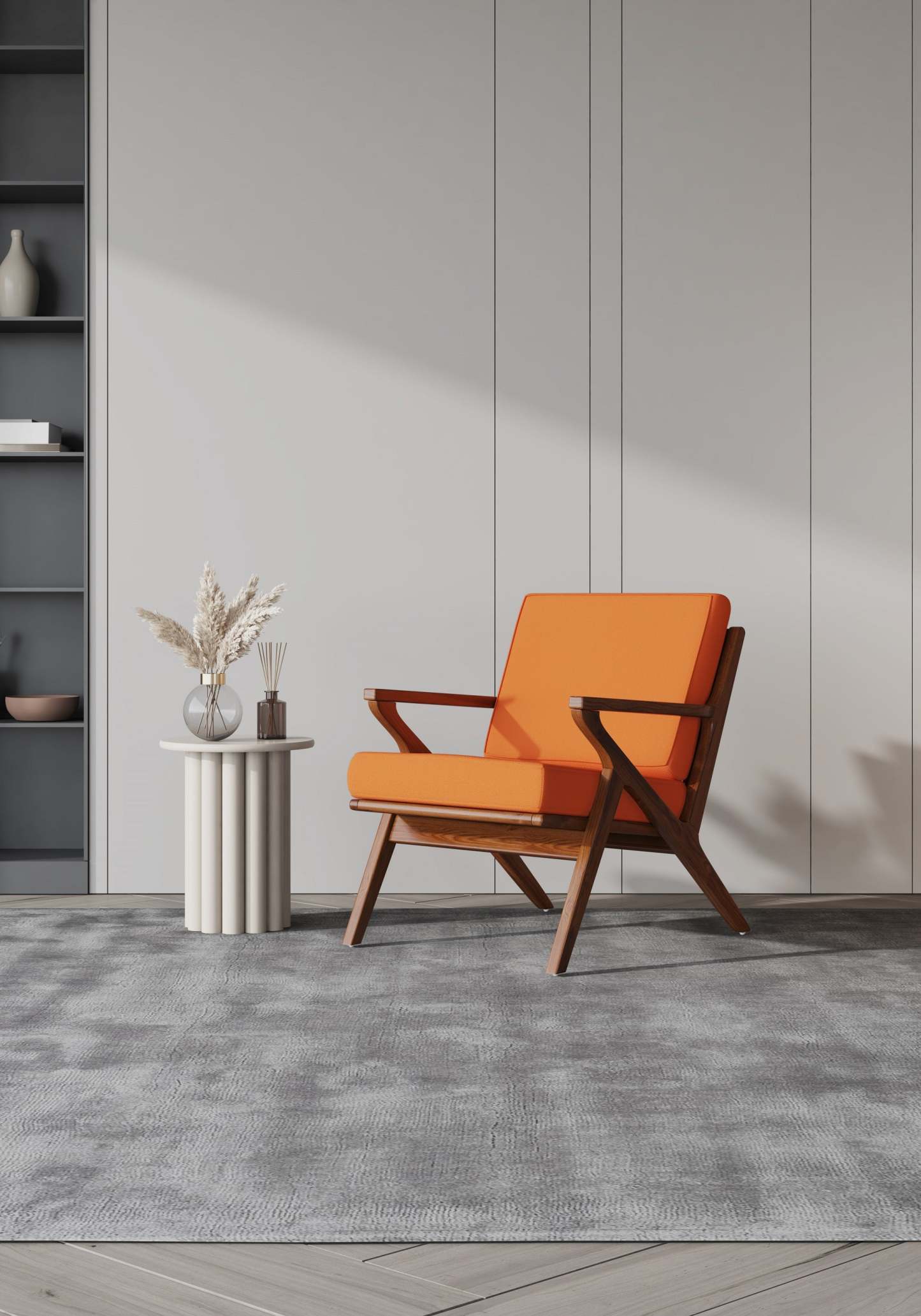 Manhattan Comfort Martelle Twill Weave Accent Chair - Orange &amp; Amber|Fauteuil d'appoint tissé sergé Martelle de Manhattan Comfort - orange et ambre