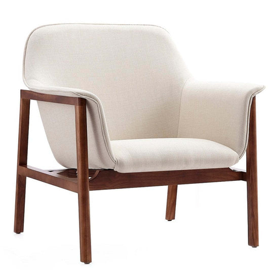 Fauteuil d'appoint Miller de Manhattan Comfort en lin tissé - crème et noyer