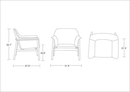 Fauteuil d'appoint Miller de Manhattan Comfort en lin tissé - crème et noyer