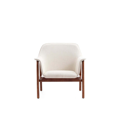 Fauteuil d'appoint Miller de Manhattan Comfort en lin tissé - crème et noyer