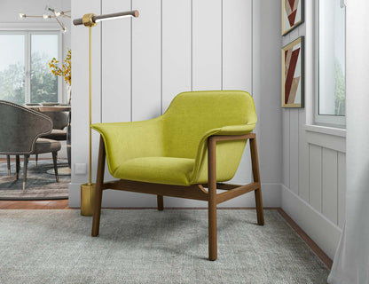 Fauteuil d’appoint Miller de Manhattan Comfort en lin tissé - vert et noyer