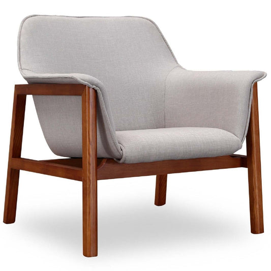 Fauteuil d'appoint Miller de Manhattan Comfort en lin tissé - gris et noyer