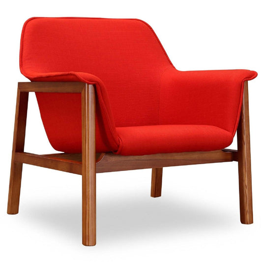 Fauteuil d’appoint Miller de Manhattan Comfort en lin tissé - Terra Cotta et noyer