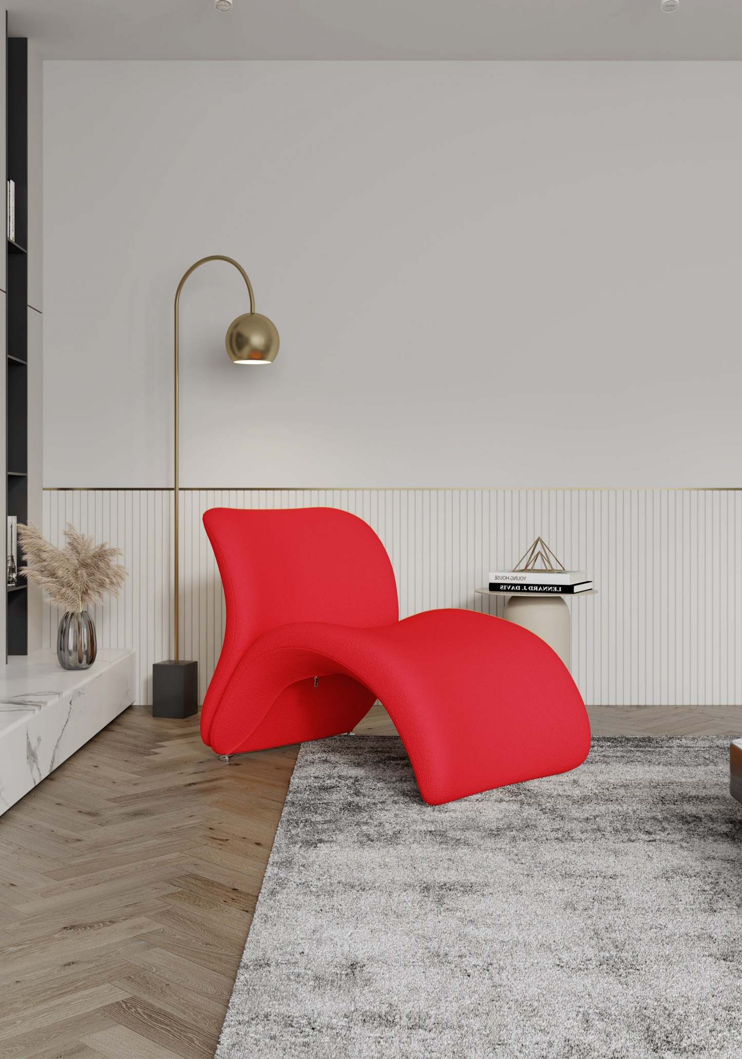 Fauteuil d’appoint Rosebud de Manhattan Comfort en mélange de laine - rouge