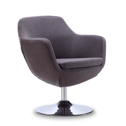 Manhattan Comfort Caisson Polished Chrome Twill Rotating Accent Chair - Grey|Chaise d'appoint pivotante sergée Caisson de Manhattan Comfort en chrome poli - grise