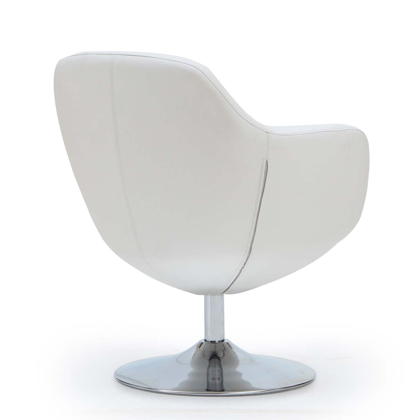 Manhattan Comfort Caisson Polished Chrome Faux Leather Rotating Accent Chair - White|Fauteuil d'appoint pivotant Caisson de Manhattan Comfort en chrome poli et en similicuir - blanc