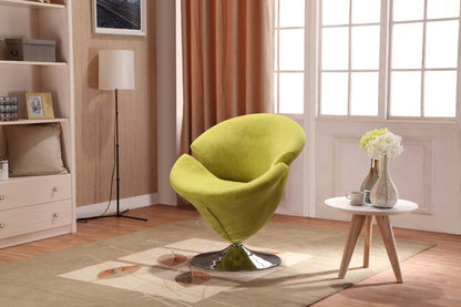 Manhattan Comfort Tulip Polished Chrome Velvet Rotating Accent Chair - Green|Fauteuil d'appoint pivotant Tulip de Manhattan Comfort en chrome poli et en velours - vert