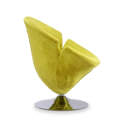 Manhattan Comfort Tulip Polished Chrome Velvet Rotating Accent Chair - Green|Fauteuil d'appoint pivotant Tulip de Manhattan Comfort en chrome poli et en velours - vert