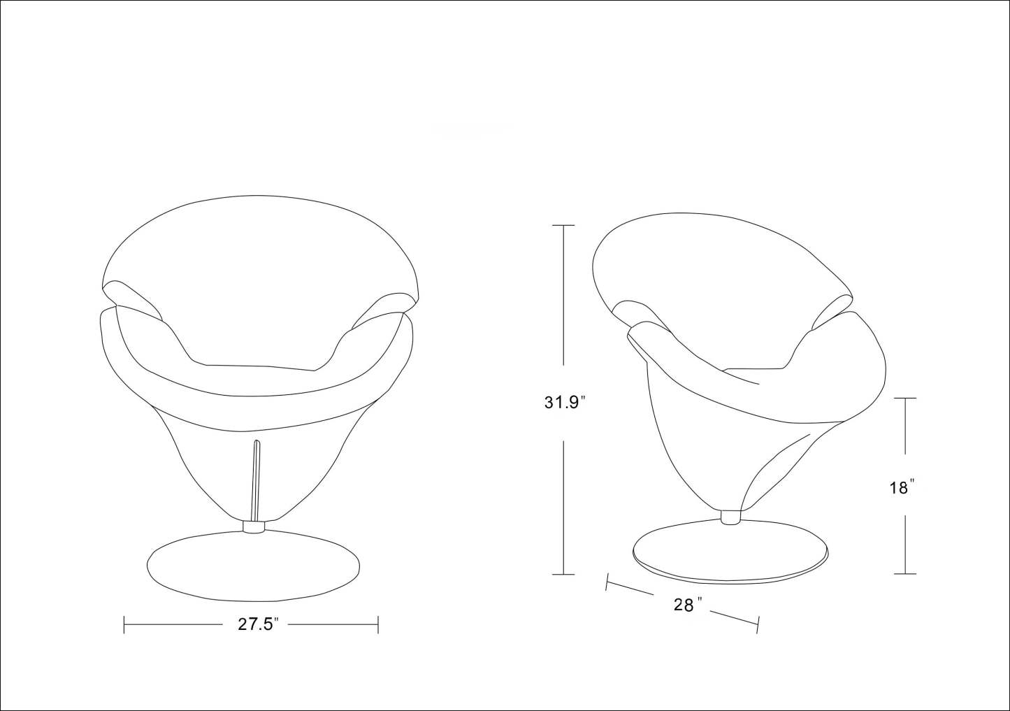 Manhattan Comfort Tulip Polished Chrome Velvet Rotating Accent Chair - Green|Fauteuil d'appoint pivotant Tulip de Manhattan Comfort en chrome poli et en velours - vert