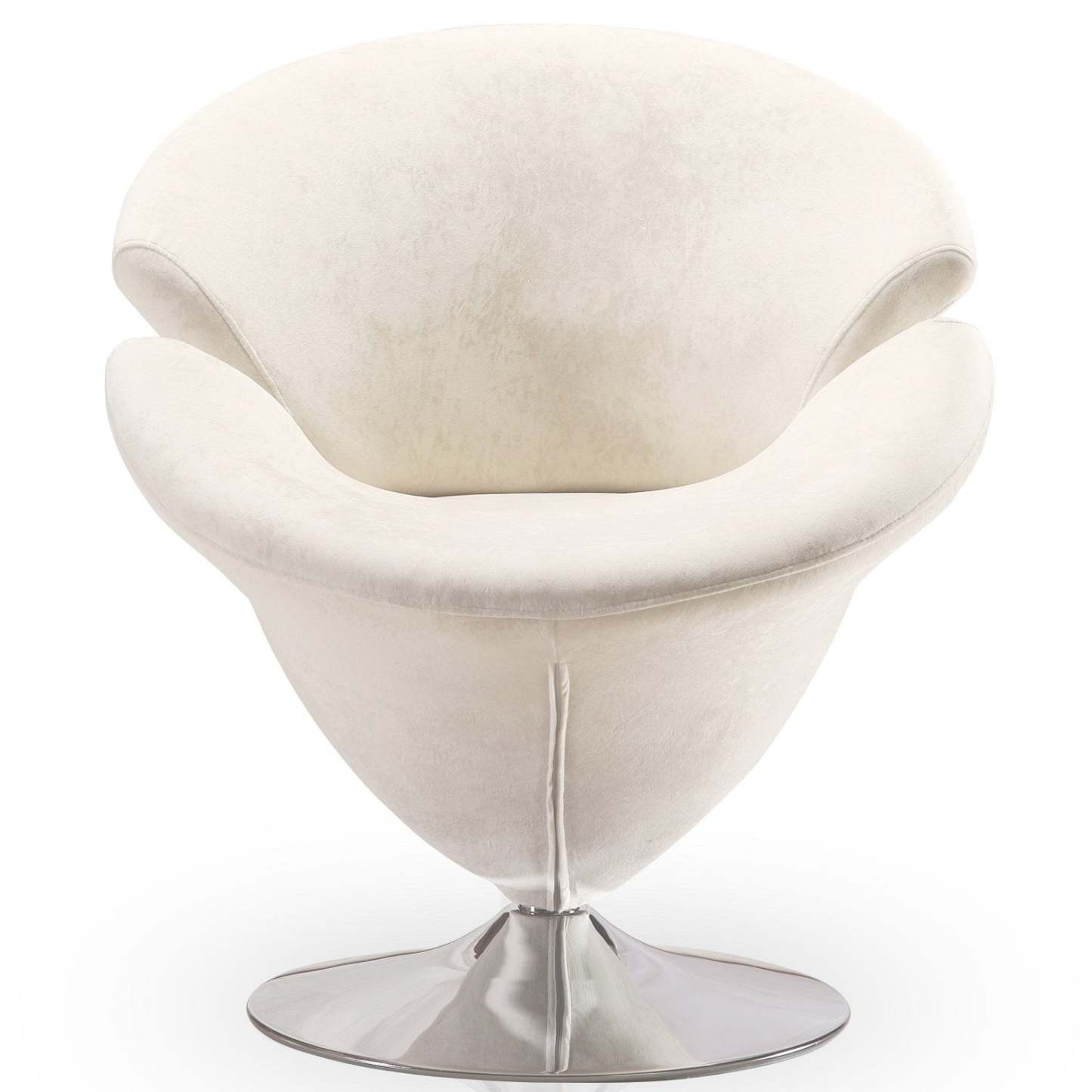 Manhattan Comfort Tulip Polished Chrome Velvet Rotating Accent Chair - White|Chaise d'appoint pivotante Tulip de Manhattan Comfort en chrome poli et en velours - blanche