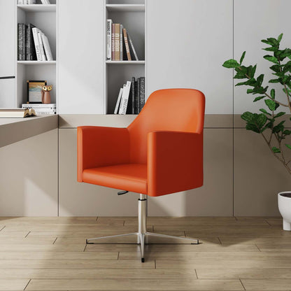 Manhattan Comfort Pelo Polished Chrome Faux Leather Adjustable Height Rotating Accent Chair - Orange|Chaise d'appoint pivotante Pelo de Manhattan Comfort à hauteur réglable en chrome poli et en similicuir - orange