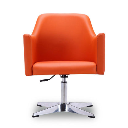 Manhattan Comfort Pelo Polished Chrome Faux Leather Adjustable Height Rotating Accent Chair - Orange|Chaise d'appoint pivotante Pelo de Manhattan Comfort à hauteur réglable en chrome poli et en similicuir - orange