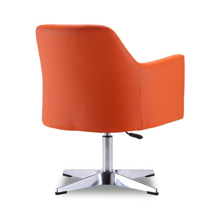 Manhattan Comfort Pelo Polished Chrome Faux Leather Adjustable Height Rotating Accent Chair - Orange|Chaise d'appoint pivotante Pelo de Manhattan Comfort à hauteur réglable en chrome poli et en similicuir - orange